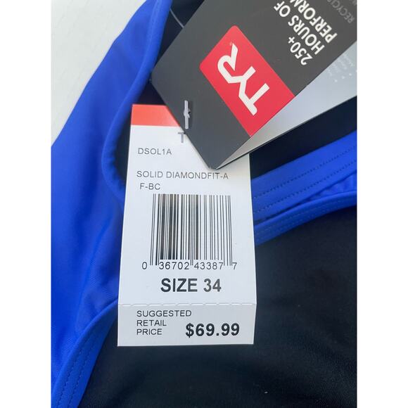 TYR Women's Tyreco Solid Diamondback Swimsuit Royal Blue Size 34 One Piece NEW - Picture 7 of 9